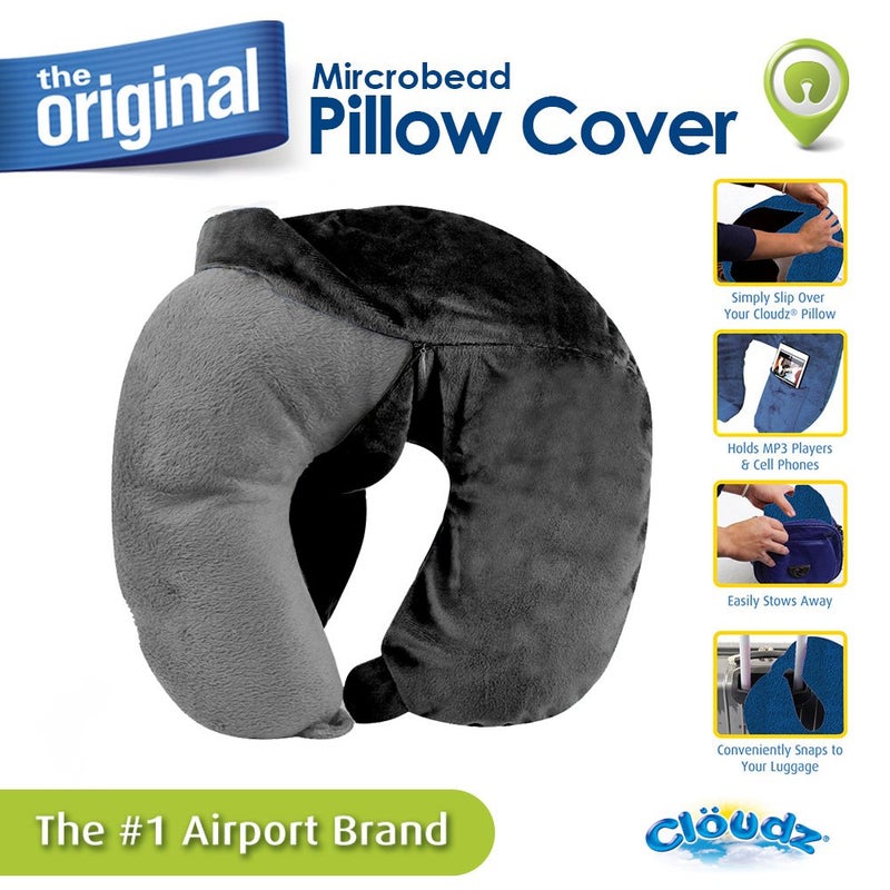 Cloudz Washable Travel Neck Pillow Cover - Black - Image 2